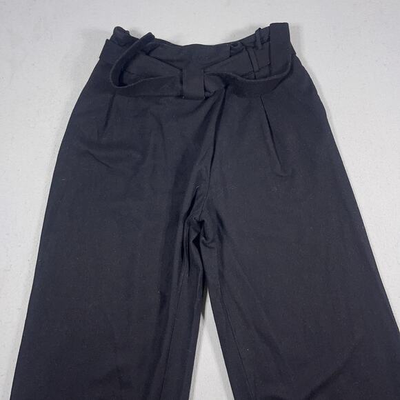 COS Pants Womens 4 Black High Waist‎ Wide Leg Belted Wool Blend Trousers Office - Picture 2 of 10